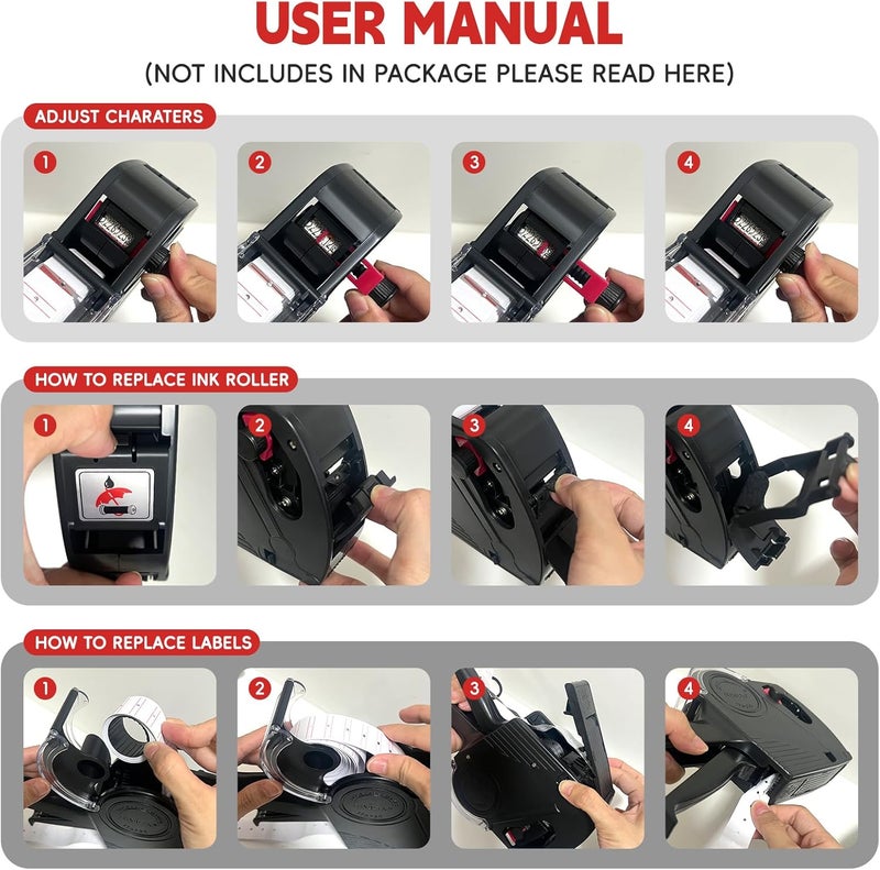 ITISBLTN 1 Line Price Gun & 8 Characters Price Tag Gun Black Pricing Gun Kit – Includes 5,000 Blank White Price Labels, 2 Ink Rollers, 1 Ink roll pre-Loaded - Image 5